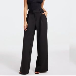 Good American Black Wide-Leg Trousers